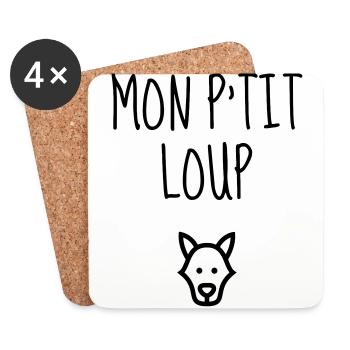 Mon P'tit Loup - Bébé - Naissance - Amour - Baby - Dessous de verre (lot de 4) - blanc - Devant