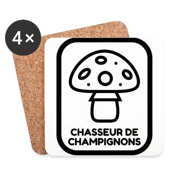 Chasse aux champignons / Champignon / Cueillette - Dessous de verre (lot de 4) - blanc - Devant