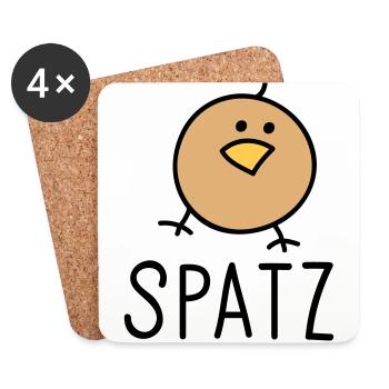 Spatz - Untersetzer (4er-Set) - Weiß - Vorne