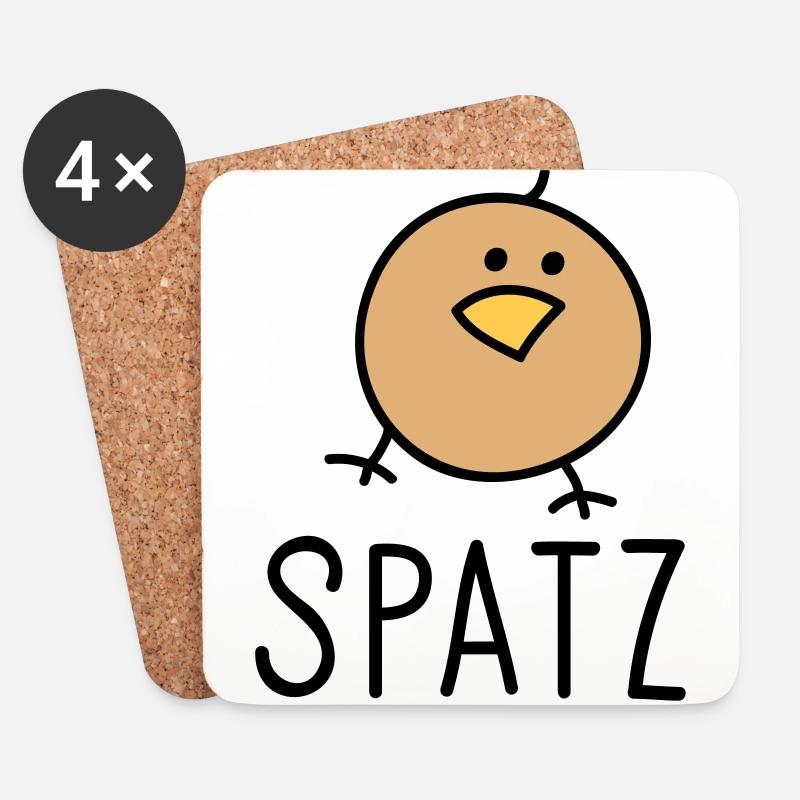 Spatz - Untersetzer (4er-Set) - Weiß