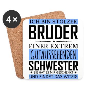Stolzer Bruder - Untersetzer (4er-Set) - Weiß - Vorne