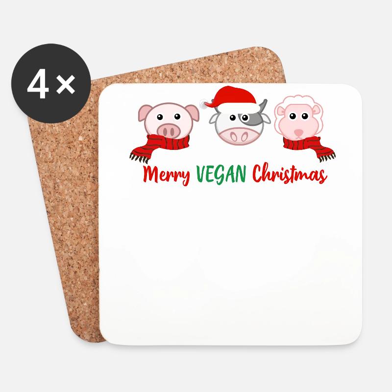 Frohe vegane Weihnachten - Untersetzer (4er-Set) - Weiß