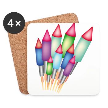Feuerwerk / Raketen - Untersetzer (4er-Set) - Weiß - Vorne
