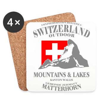 matterhorn, wallis, schweiz, Suisse, Cervin, Valai - Coasters (set of 4) - white - Front