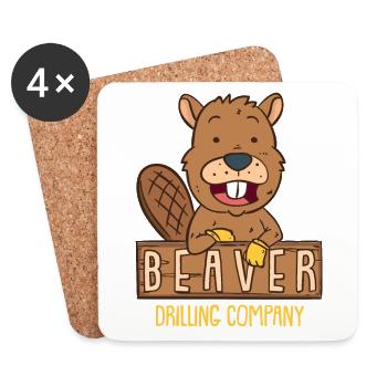 Beaver Funny Humor Forest River Dam Wood - Coasters (set of 4) - white - Front