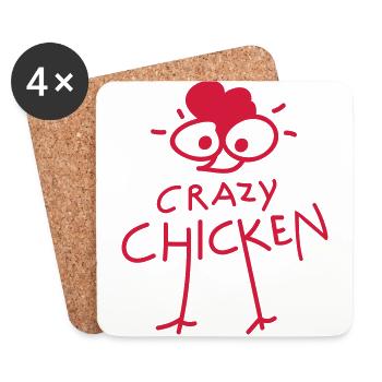 Crazy Chicken (b) - Coasters (set of 4) - white - Front