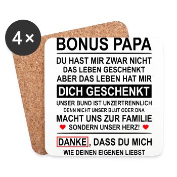 Bonus Papa Danke Stiefvater - Untersetzer (4er-Set) - Weiß - Vorne
