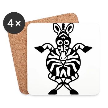 zebra drawing cartoon animals - Coasters (set of 4) - white - Front
