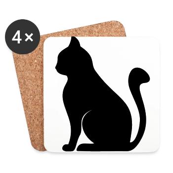 cat silhouette - Coasters (set of 4) - white - Front