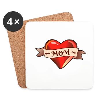 J’aime mamma Tattoo - Dessous de verre (lot de 4) - blanc - Devant