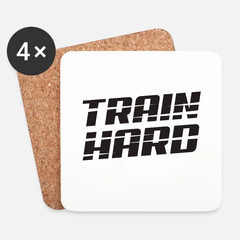 Body Building - Train hard - Untersetzer (4er-Set) - Weiß