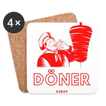 Doner kebab vintage retro fast food Berlin classic - Coasters (set of 4) - white - Front