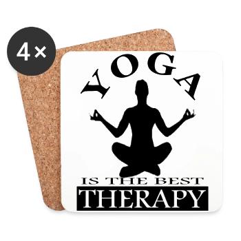 yoga is my therapy best therapy gift - Coasters (set of 4) - white - Front