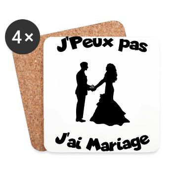 je peux pas j' ai mariage - Dessous de verre (lot de 4) - blanc - Devant