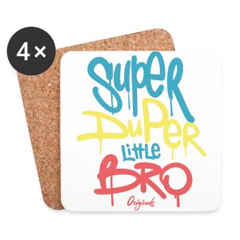 Super Duper little bro originals Geschenkidee - Untersetzer (4er-Set) - Weiß - Vorne