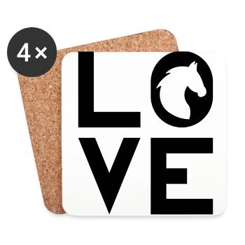 HORSE LOVE - Dessous de verre (lot de 4) - blanc - Devant