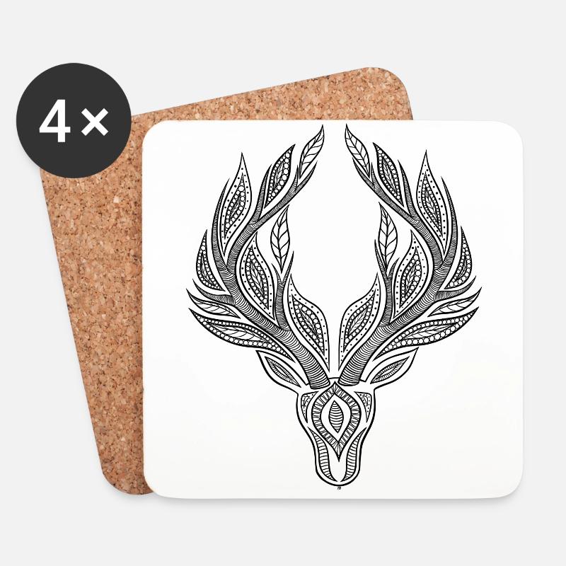 Mandala deer black - Untersetzer (4er-Set) - Weiß