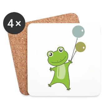 Frosch grün Luftballons lustige Tiere für Kinder - Coasters (set of 4) - white - Front