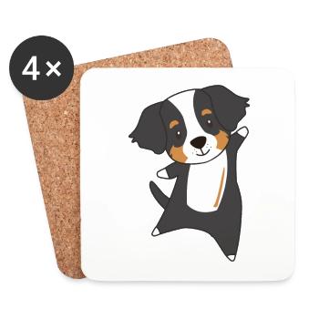 Chien mignon chiot bouvier bernois mignon - Dessous de verre (lot de 4) - blanc - Devant