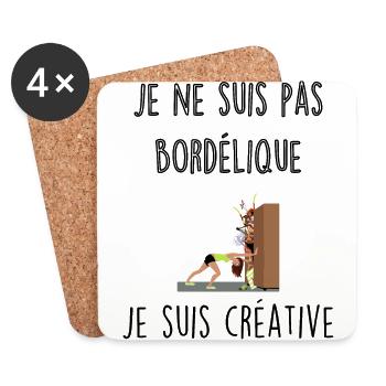 Je ne suis pas bordélique, je suis créative - Dessous de verre (lot de 4) - blanc - Devant