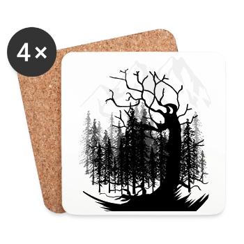 Nature Wilderness Mountains Wild Forest Environment Nature Conservation - Coasters (set of 4) - white - Front