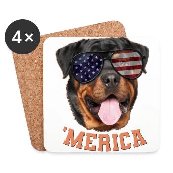 Merica Rottweiler American Independence Day Gift - Coasters (set of 4) - white - Front