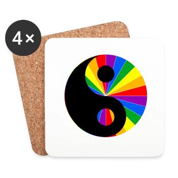 LGBT Rainbow Yin Yang Gay Pride Amour Gay - Dessous de verre (lot de 4) - blanc - Devant