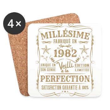 Millésime Fabriqué En 1982 Vieilli à La Perfection - Dessous de verre (lot de 4) - blanc - Devant