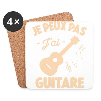 Je Peux Pas J'ai Guitare Cadeau Guitariste - Dessous de verre (lot de 4) - blanc - Devant