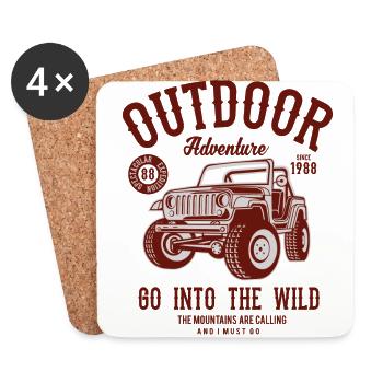 OUTDOOR ADVENTURE JEEP - Camping & Outdoor Shirt - Coasters (set of 4) - white - Front