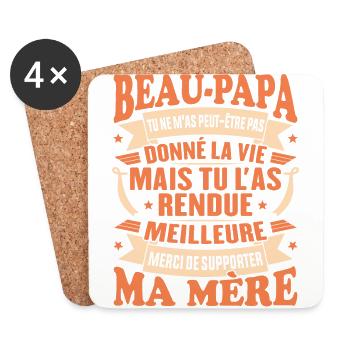 Beau-papa Merci De Supporter Ma Mère Cadeau Père - Dessous de verre (lot de 4) - blanc - Devant