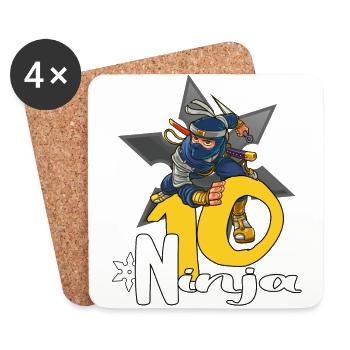 birthday 10 years ninja anime 10.birthday - Coasters (set of 4) - white - Front