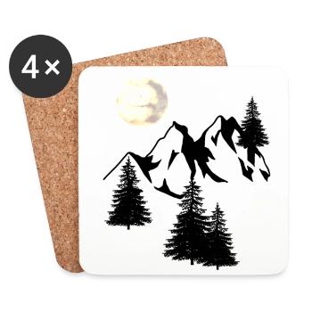Mountains Moon Peak Spruce Navel Tree Fir Natural - Coasters (set of 4) - white - Front