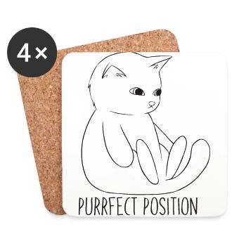 Cute Purring Cat Animal Love Pet Gift - Coasters (set of 4) - white - Front