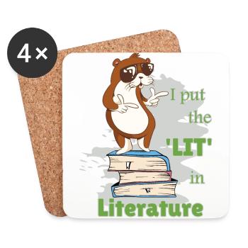 Lustige Sprüche Literatur Bücher Schreiben Otter - Untersetzer (4er-Set) - Weiß - Vorne