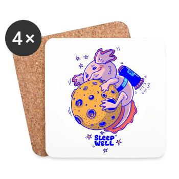 Little Axonaut on the moon - Coasters (set of 4) - white - Front