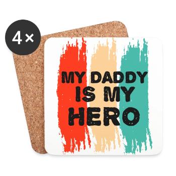 Mein Vater ist mein Held - Untersetzer (4er-Set) - Weiß - Vorne