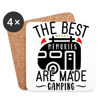 Les meilleurs souvenirs sont faits en camping - Dessous de verre (lot de 4) - blanc - Devant