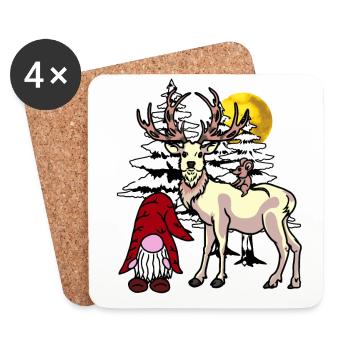 St. Nicholas Forest Noël Noël Fantasy Noël - Dessous de verre (lot de 4) - blanc - Devant