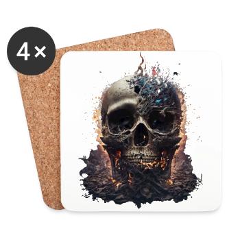 Skull And Bones Baptised In Flames III - Coasters (set of 4) - white - Front