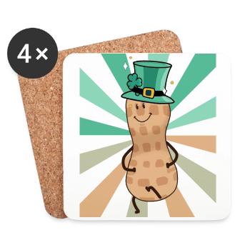 Peanut Nut New Year Congratulations Present Nut - Coasters (set of 4) - white - Front
