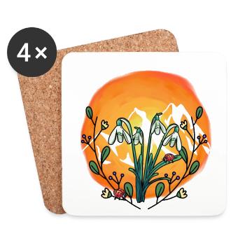 Sunshine Spring Snowdrop Austria - Coasters (set of 4) - white - Front