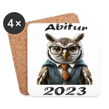 Abitur 2023 Eule - Untersetzer (4er-Set) - Weiß - Vorne