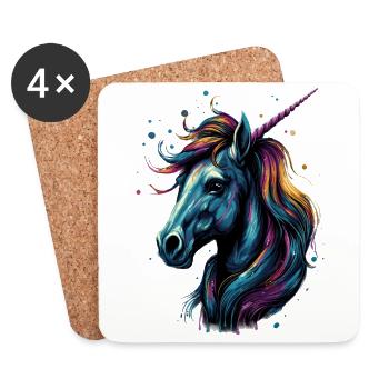 licorne mignonne colorée - Licorne douce - licorne - Dessous de verre (lot de 4) - blanc - Devant