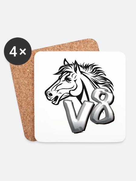 V8 Pferdekopf - Untersetzer (4er-Set) - Weiß