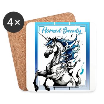 Gehörnte Schönheit: Anmutiges Einhorn - Untersetzer (4er-Set) - Weiß - Vorne