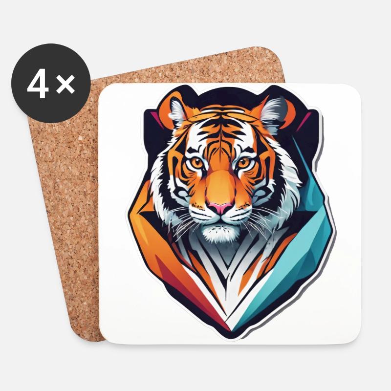 Tiger - Coasters (set of 4) - white