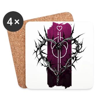 Canopée épineuse de l’amour : branches en forme de cœur - Dessous de verre (lot de 4) - blanc - Devant