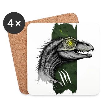 Prédateur à plumes : Domaine du vélociraptor - Dessous de verre (lot de 4) - blanc - Devant