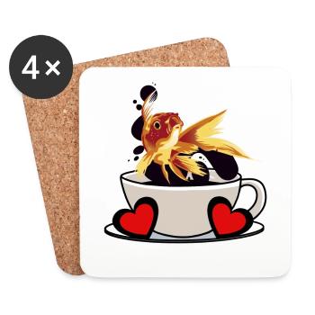 Pause-café Poisson Caféine Rafraîchissement Fantaisie - Dessous de verre (lot de 4) - blanc - Devant